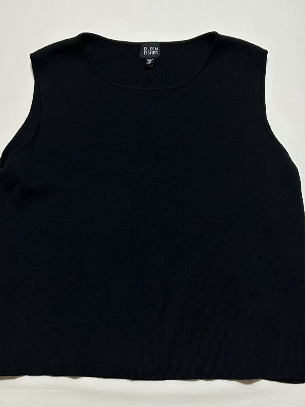 Eileen Fisher Wool Tank; Size L; Black; 100% Wool; Machine Washable